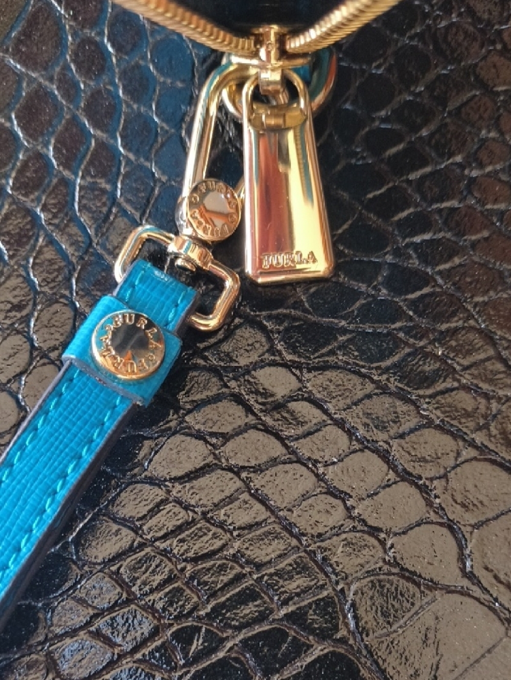 Furla Zip Wristlet Wallet in Bright Blue - Picture 10 of 11